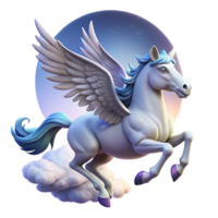 beautiful abstract A graceful pegasus soaring through a cloudy sky, illuminated by a full moon, wings outstretched. Dreamlike style original png