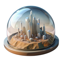 serene contemporary A futuristic city, built within a giant, transparent dome, thrives on a barren, alien planet. Sci-fi architecture, utopian atmosphere professional png