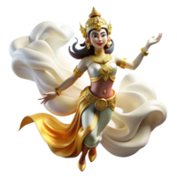 magnificent abstract A graceful Apsara dancing in the clouds, adorned with flowing silks, soft golden light. Southeast Asian mythology style original png