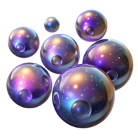 dramatic rustic A field of floating, iridescent bubbles, each containing a miniature galaxy, lit by the internal glow of the galaxies. Style Cosmic Horror detailed png