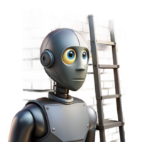 dramatic abstract A graffiti-covered brick wall, featuring a hyperrealistic portrait of a robot gazing wistfully at a decaying fire escape. Photorealistic style, dramatic lighting 4K png