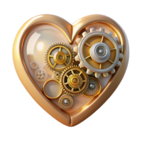 extraordinary contemporary A intricate steampunk clockwork heart, gears and springs visible, pulsing with a soft light, warm, romantic lighting original png