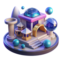 impressive abstract Metaverse architecture, virtual reality environment, futuristic design, interactive elements, digital art, authentic png