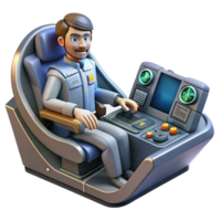 impressive creative A spaceship cockpit with holographic controls and displays, pilot in the seat, realistic and detailed, technical illustration style exclusive png