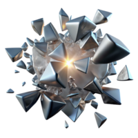 wonderful minimalist A chaotic explosion of fragmented glass shards, lit by a single, harsh spotlight, surrealist style genuine png