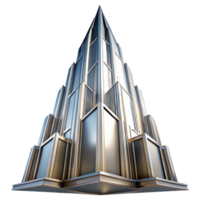 beautiful minimalist Art Deco skyscraper, chrome and glass, sharp angles, volumetric lighting, high contrast, stylized rendering genuine png