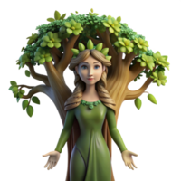 stunning abstract A serene dryad emerging from an ancient oak tree, dappled sunlight filtering through the leaves, in a Pre-Raphaelite style 4K png