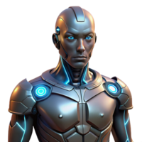wonderful traditional A cybernetically enhanced human with glowing implants, dark and gritty, cyberpunk style, dramatic lighting professional png