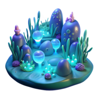 beautiful rustic A field of glowing, bioluminescent organisms, creating an otherworldly, underwater scene, in a surrealist style genuine png
