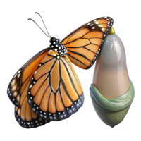 beautiful creative A monarch butterfly emerging from its chrysalis, wings still wet, macro photography, soft, natural lighting 4K png