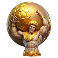 impressive abstract A powerful titan, Atlas, holding the celestial sphere on his shoulders, struggling under its immense weight. Divine, golden lighting. Renaissance style professional png