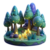beautiful artistic A group of fireflies illuminating a dark forest, bioluminescent glow, mystical and ethereal style 4K png