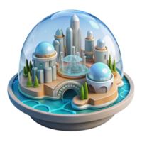vibrant creative A futuristic city built on the ocean floor, transparent domes and underwater vehicles, serene and peaceful, utopian style 4K png