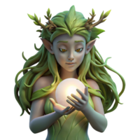 magnificent abstract A serene dryad with bark-like skin and flowing moss hair, cradling a glowing orb, illuminated by soft, ethereal moonlight, in an Art Nouveau style 4K png
