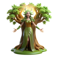 serene contemporary An ethereal dryad emerges from an ancient oak tree, dappled sunlight filtering through the leaves. Art Nouveau style authentic png