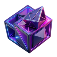 beautiful contemporary Fractured geometric shapes in shades of deep indigo and vibrant fuchsia, with sharp, neon outlines and a dramatic chiaroscuro lighting effect, in a Cubist style genuine png
