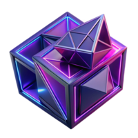 stunning minimalist Fractured geometric shapes in shades of deep indigo and vibrant fuchsia, with sharp, neon outlines and a dramatic chiaroscuro lighting effect, in a Cubist style exclusive png
