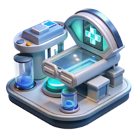 beautiful artistic A futuristic medical facility with holographic displays and advanced technology, clean and sterile, medical illustration style original png