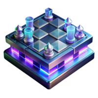 beautiful vintage A holographic chessboard with glowing pieces, dark background, fantasy style genuine png