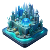 magnificent rustic Submerged underwater city, bioluminescent coral structures, deep ocean lighting, ethereal atmosphere, fantasy art, 4K png
