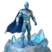 beautiful contemporary An ice superhero with crystalline skin, freezing breath visible in the air, standing on a glacier, arctic lighting, realistic painting style genuine png