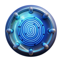 magnificent creative A digital fingerprint glowing with biometric data, security technology theme, dark background high quality png