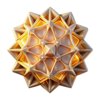 impressive creative A cluster of glowing, geometric shapes, arranged in a symmetrical pattern, inspired by Islamic art, illuminated by soft, diffused light premium png