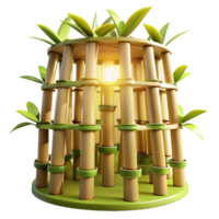 impressive creative Bamboo skyscraper, sustainable design, interwoven bamboo stalks, filtered sunlight through the structure, Asian architectural style authentic png