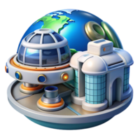 wonderful modern Space station, modular design, zero gravity, panoramic view of Earth, futuristic style high quality png