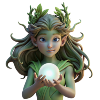 vibrant rustic A serene dryad with bark-like skin and flowing moss hair, cradling a glowing orb, illuminated by soft, ethereal moonlight, in an Art Nouveau style high resolution png
