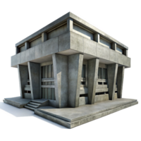 stunning minimalist Brutalism-style concrete library, harsh shadows, exposed concrete textures, overcast daylight, dystopian atmosphere, high quality png