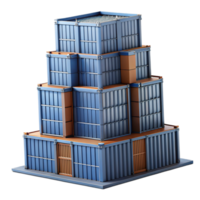 extraordinary rustic A towering skyscraper made of stacked shipping containers, industrial aesthetic, gritty realism high quality png