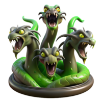 elegant rustic A menacing, multi-headed hydra rising from a murky swamp, its eyes glowing with venomous green light. Dark, ominous lighting. Concept art style genuine png