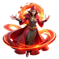 magnificent vintage A powerful sorceress with flowing, crimson robes, conjuring a swirling vortex of magical energy, illuminated by a fiery, red light. Epic fantasy art style original png