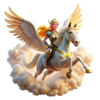 extraordinary abstract A fierce Valkyrie riding her winged horse through the clouds, bathed in the golden light of Valhalla, in a Norse mythology inspired style premium png