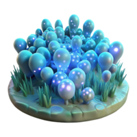 dramatic artistic A field of glowing, bioluminescent particles, forming an abstract landscape, illuminated by their own internal light. Style Bioluminescent Art premium png