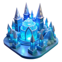 stunning artistic Ice palace, intricate ice sculptures, glowing blue light, winter wonderland, fantasy art, authentic png