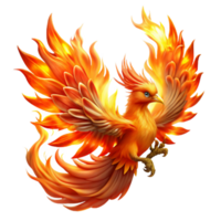 magnificent vintage A majestic phoenix engulfed in flames, reborn from the ashes. Vivid, swirling flames, radiating intense light. Digital painting style high resolution png