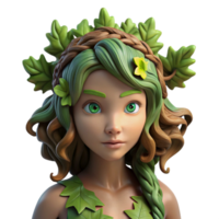magnificent modern A dryad emerging from an ancient oak, her skin crafted from bark and moss, her hair a cascade of leaves. Sunlight dappling through the unseen canopy. Pre-Raphaelite style authentic png