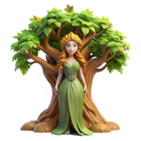 magnificent vintage A serene dryad emerging from an ancient oak tree, dappled sunlight filtering through the leaves, in a Pre-Raphaelite style professional png
