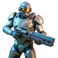 vibrant creative A futuristic soldier in power armor, holding a plasma rifle, heroic pose, cinematic lighting, concept art style high quality png