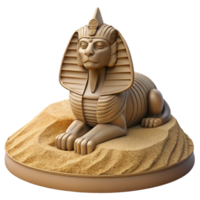 wonderful contemporary A stoic sphinx, perched on a desert dune, enigmatic riddle etched in the sand below. Harsh desert sunlight, realistic textures authentic png