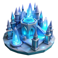serene rustic Ice palace, intricate ice sculptures, glowing blue light, winter wonderland, fantasy art, high resolution png