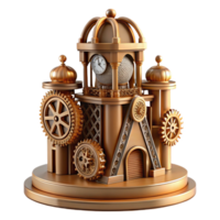 wonderful classic An intricate clock tower, steampunk aesthetics, gears and cogs, detailed textures high quality png