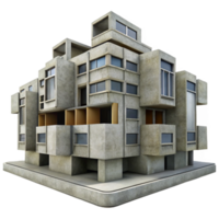 vibrant classic Brutalism concrete residential complex, repetitive modular units, overcast sky, gritty texture, photorealistic render high resolution png