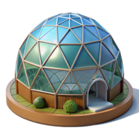 magnificent vintage A geodesic dome greenhouse in a desert landscape, futuristic design, contrasting textures authentic png