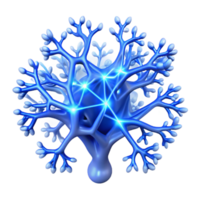 dramatic abstract A network of branching, fractal patterns, resembling a tree or lightning bolt, glowing with an electric blue light authentic png