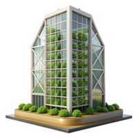beautiful creative Urban greenhouse skyscraper, vertical farm integrated into building facade, lush greenery, soft diffused sunlight, futuristic concept art high resolution png