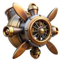 stunning classic A powerful steampunk airship propeller, massive brass blades, intricate gears and mechanisms, dynamic, high-contrast lighting high quality png