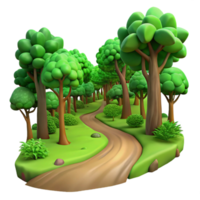 vibrant classic A winding dirt path through a lush green forest, dappled sunlight filtering through the trees, Impressionist style genuine png
